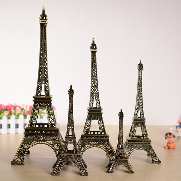 5cm-48cm Antiques Bronze Tone Curio Paris Eiffel Tower Figurine Statue Metal Crafts Vintage Model Decor For Wedding Decoration