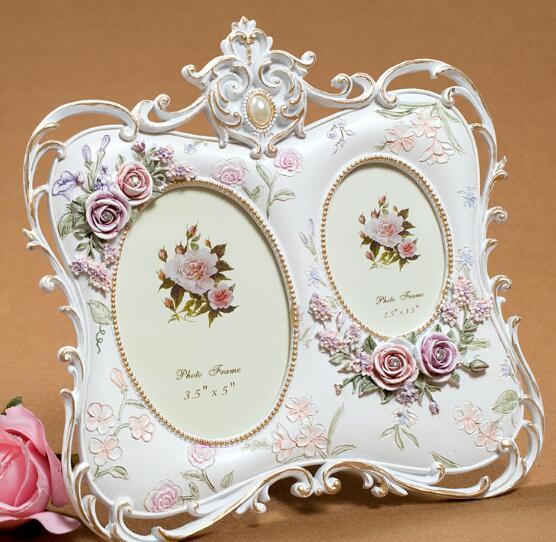 Antique picture frames Decorative garden double picture frame European garden resin desk display frame photo frame wedding supplies