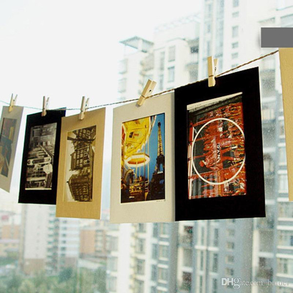 10PCs/Set 6 inch Paper Photo Frames For Pictures Vintage Frame Photo DIY Festival Hanging Rope Wall Home Decor