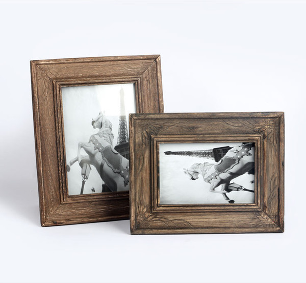 Wooden Retro Vintage Brown Europe Style Table Decor Photo Frames for Home Decor 6 7 inch Photos