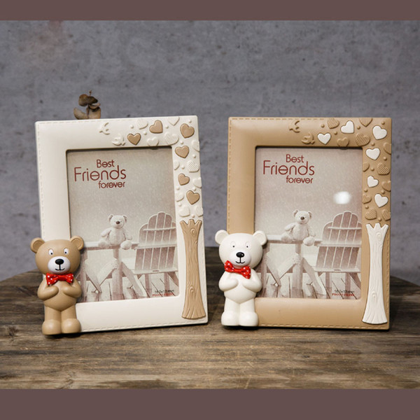 7 Inch Creative Cute Cartoon Bear Photo Frame Simple Picture Frame for Baby Photo Party Gift