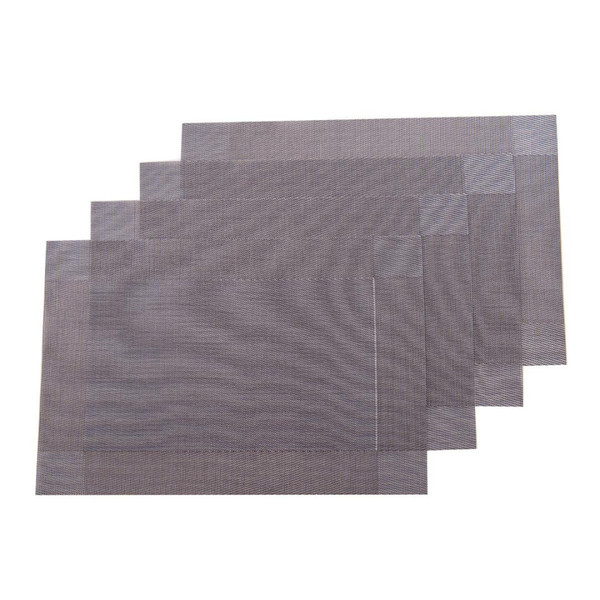 4 Pcs Placemats PVC Dining Table Mats Heat Insulation Stain-resistant Kitchen Placemat Washable Table Mats (Silver Grey)