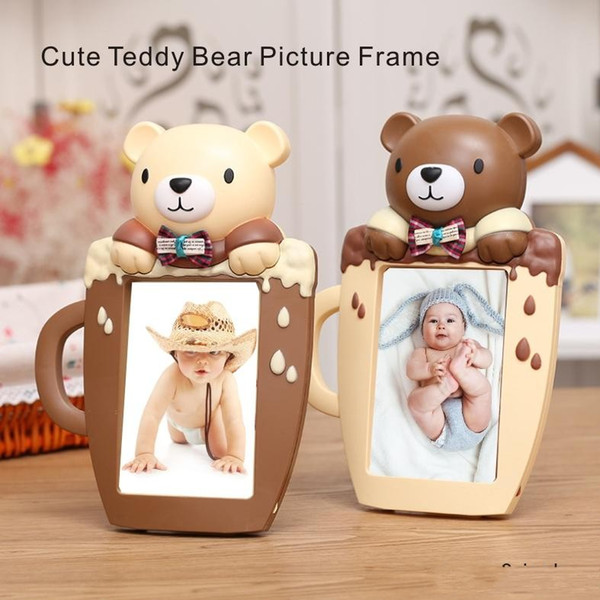 6 Inch High Quality Cute Teddy Bear Picture Frame Cartoon Cup Shape Home Decorations Pvc Environmental Protection Material