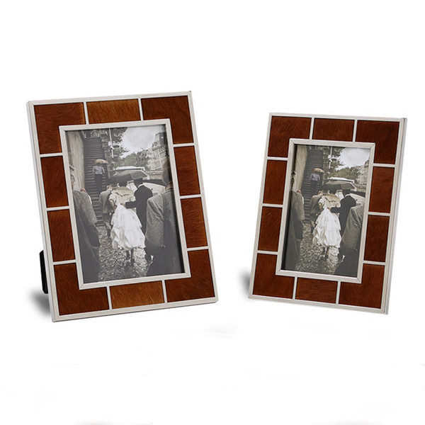 Yakri Desktop Free Standing PU Leather with Metal Photo Frames for Home Decoration MPF062