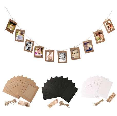 Cadre Photo Frame With Clips And Rope 3/4/5/6/7 Inch Wall Hanging Banner Photo Frame DIY Picture Album Home Wedding Decoration