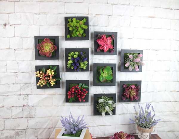 5pcs Artificial Plants Frames Shop Creative Home Wall Decoration Pendants Simulation Plant Living Room Wall Hangings Decor