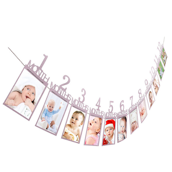 Photo Clips Kids Birthday Gift Decorations 1-12 Month Photo Banner Monthly Wall 14X23cm Oct#2