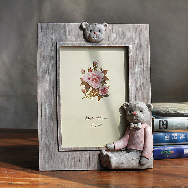 Creative Cute Bear Decor Resin Photo Frames For Children Baby Gift Home Decor Desktop Picture Frame Quality 1pcs Family Frames portaretrato