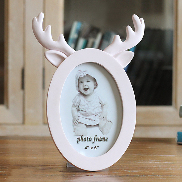 Cute Cartoon Rabbit Ear Cat Ear and Antler Creative Photo Frame Slimplicity Style Resin Photo Frames Home Desktop Photo Frame