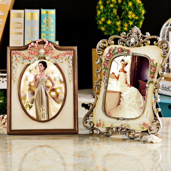 1 Piece Quality Europe Resin Photos Frames Elegant Wedding Studios Desktop Show Picture Frame 7 Inch Photo Frame Home Decor