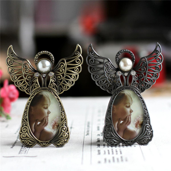 3 inch Metal Picture Frames Creative Gift Classical European Photo Frames Hollow-out Angel Wing Photo Frame Home Decoration