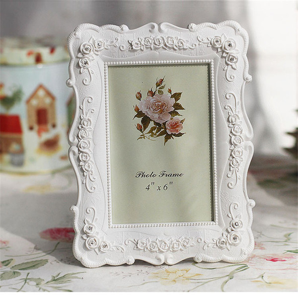 White Rose Resin Photos Frame Pastoral Style Picture Frame For Living Room Dector Picture Frame For Best Wedding Gift Hot Sale