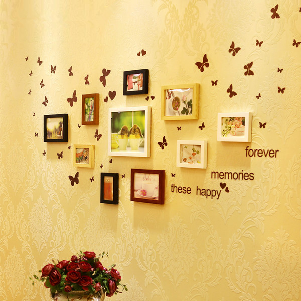 10PCS/SET Wall Photo Frame Set Home Decorative Wedding Photo Multiple Layout Wooden Photo Frame Combination Wall Frame Set