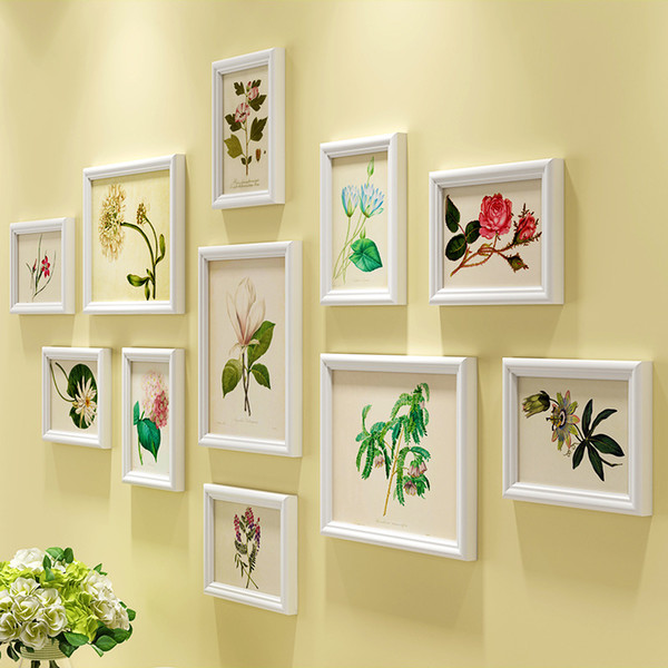 Blooming Flower Pattern Photo Frames Wall For Lovely Home Decor 11pcs/set Picture Frames Set Wall Hanging Wooden Photo Frames