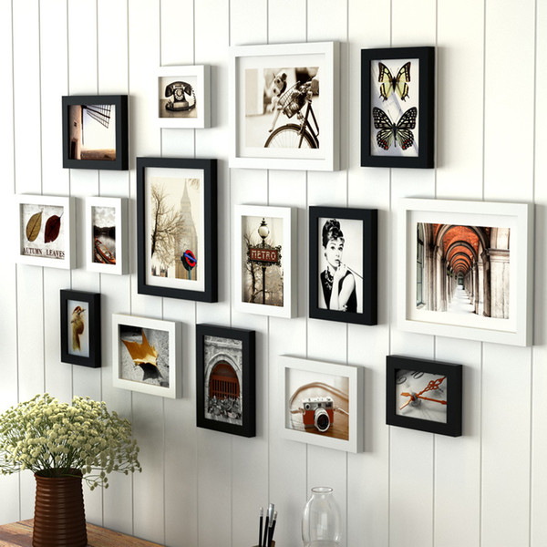 Collage Photo Frame Set Modern Wooden Combination Wall Picture Frame Artistic Living Room Photo Frame Picture Album Home Decor
