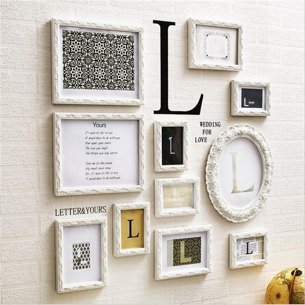 Cheap Photo Frame cadre photo enfant White color home decoration Creative Baby Picture Frame Hanging Decorative Photo Frame set