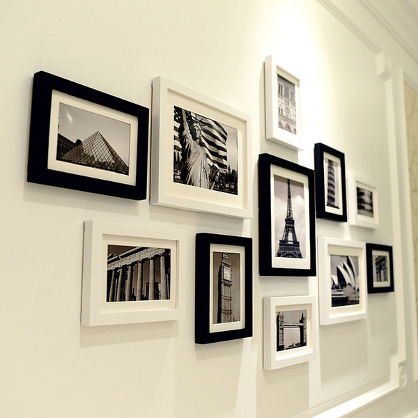 11 pcs Black & White Scenery Wall Hanging Photo Frames Set Picture Frame For Hallway Bedroom Living Room Home Decoration Brand Wedding Foto