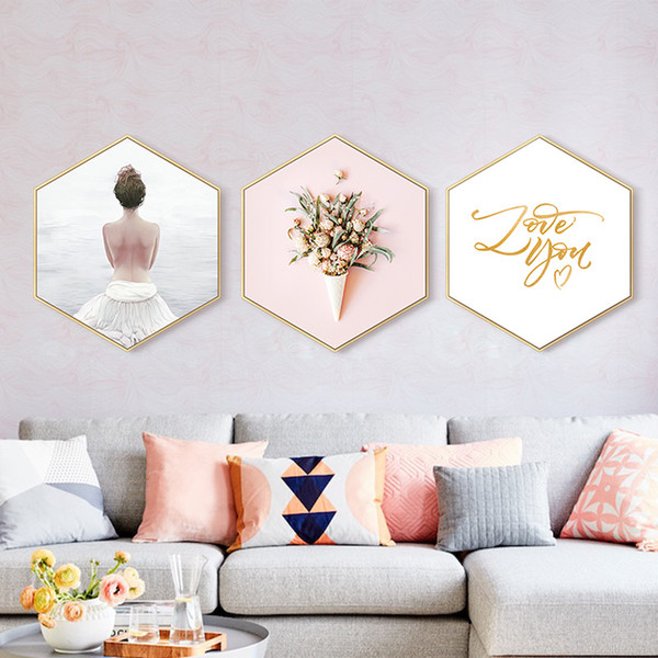 Hexagonal Decorative Picture Frames For Painting Dining Room Wall Hanging Photo Frames Home Decor Painting Cheap porta retrato