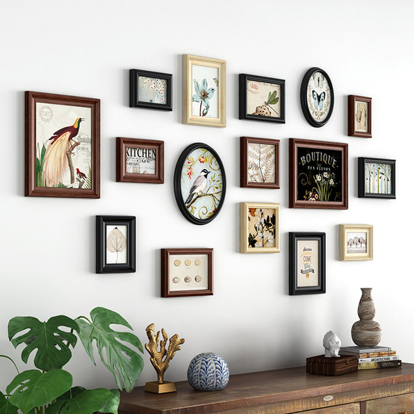 Retor Style Bedroom Picture Frame For Wall Decoration Combination Photo Frame Family Picture Frame Wall Wooden Picture Album