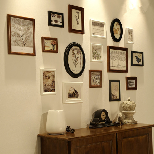 16 Pieces/Set Vintage Wall Wooden Photo Frames Set for Living Room Family Picture Frame Sets Wall Hanging Home Decoration