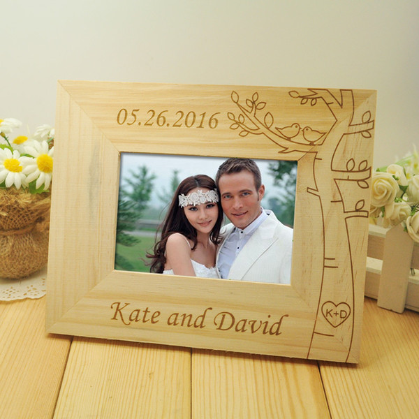 Personalized Wedding photo frame, Wooden Wedding Couple Pictures Frames, Rustic Frame, Home Decor, Gift, 5 inch photo