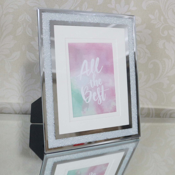 Christmas Fashion crystal photo frame desktop glass mirror photo frame insert 4x6