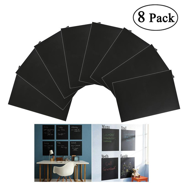 8pcs Removable A4 Size Chalkboard Wall Sticker Decal with 1 Chalk (Black)