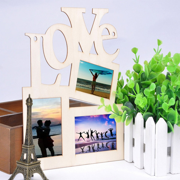 OUTAD 3 Boxes Hollow Love Wooden Picture Frame Art Decor Modern Wall Photo Frames Vintage photo Picture Frame Frames Home Decor