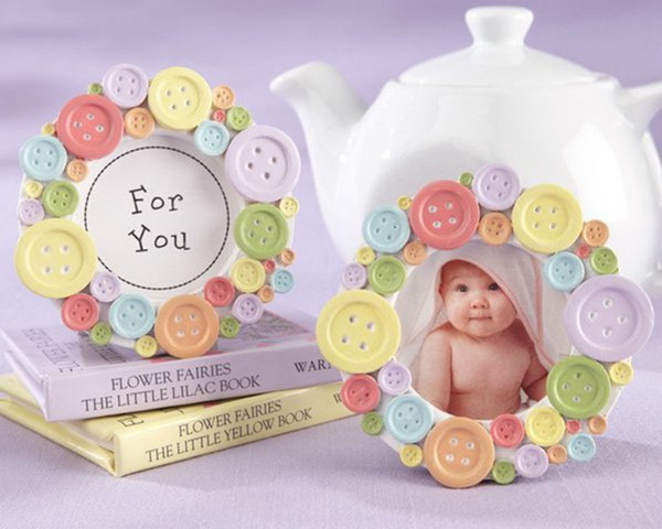 Button Picture Frame Resin Round Photo Frame Round Buttoned Resin Picture Frame Home Decor Picture Holder Tabletop Display