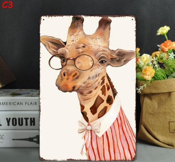 Tin Signs Creative Animal Giraffe Dog Vintage Wall Art Retro TIN SIGN Wall Metal Painting ART Bar Man Cave Pub Restaurant Home Decoration000