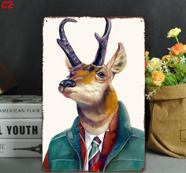 Tin Signs Creative Animal Giraffe Dog Vintage Wall Art Retro TIN SIGN Wall Metal Painting ART Bar Man Cave Pub Restaurant Home Decoration111