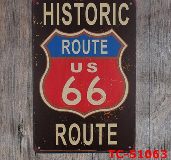 Route 66 Vintage Car Style Tin Sign Art Painting Bar Pub Garage Hotel House Wall Decor Metal Poster