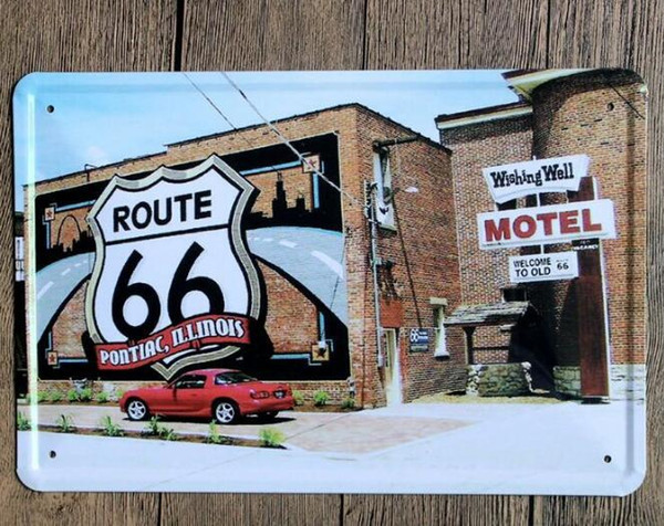 Vintage Car Tin Signs Wall Art Retro Route 66 TIN SIGN Old Wall Metal Painting ART Bar Pub Coffee Restaurant Home Decoration