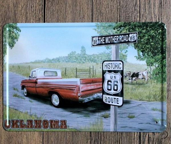 Vintage Car Tin Signs Wall Art Retro Route 66 TIN SIGN Old Wall Metal Painting ART Bar Pub Coffee Restaurant Home Decoration 111