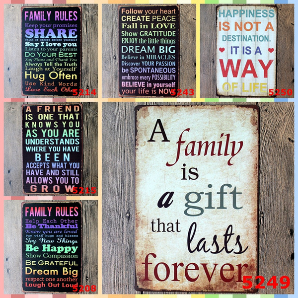 FAMILY IS GIFT THAT LASTS FOREVER 20*30cm Metal Tin Signs Bedroom Wall Decorations Home Decor Wall Art Pictures Crafts Supplies