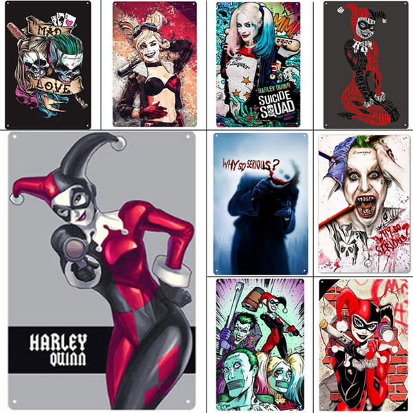 20*30cm Metal Signs Painting Harley Quinn Vintage Wall Stickers Art Decoration Iron Painting Plaque Home, Bar, Cafe, KTV Wall Decor