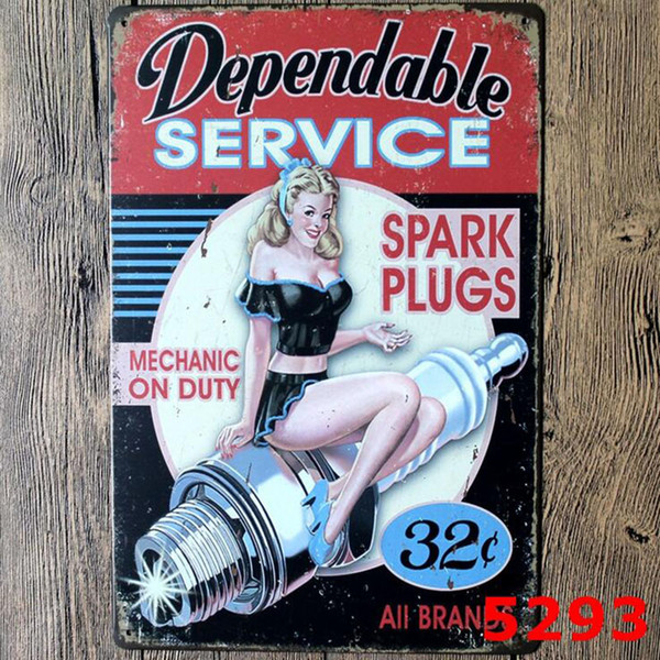 9 Style Garage Sexy Lady Tin Signs Retro Wall Decor Retro Art Craft Pub Club Decoration 20*30 CM Metal Sign