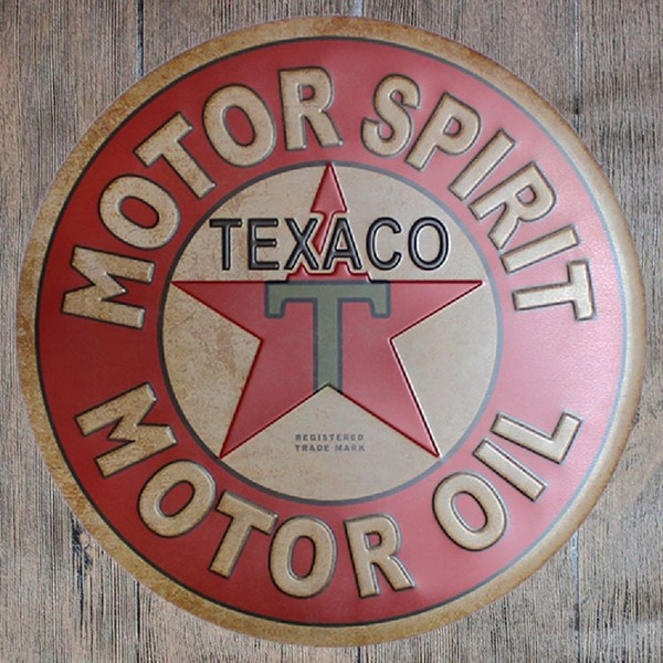 Motor Spirit Oil Texaco Round Retro Embossed Tin Sign Poster Wall Bar Restaurant Garage Pub Coffee Home Decor Christmas Gift