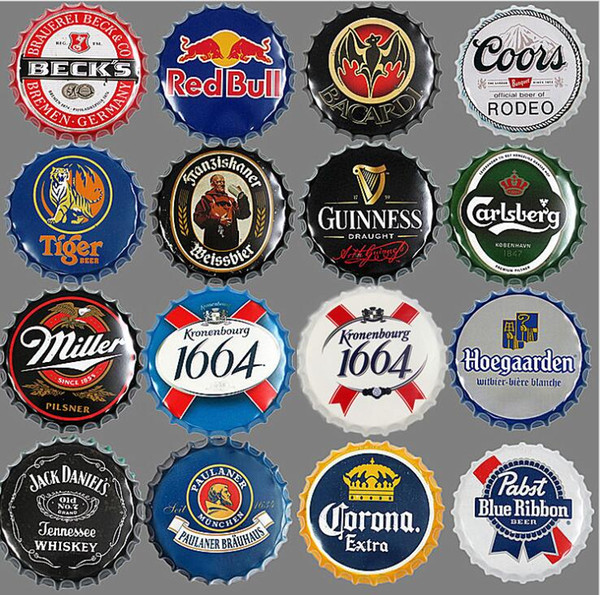 35cm Beer Cap Wall Art Vintage Metal Tin Signs For Wall Decoration Wall Art Plaque Vintage Metal Signs Tin Home Decor KKA6141