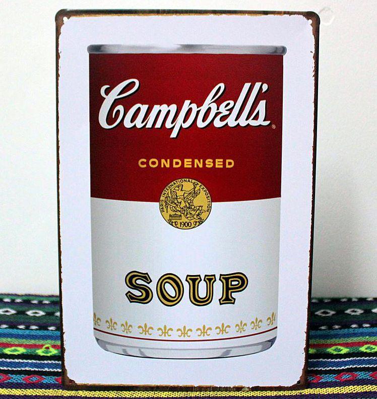 Wholesale 20*30cm Campbell's CONDENSED SOUP Tin Sign For Home Bar Pub Wall Decor Vintage Metal Poster Plaques Signs Art Paintings Gifts