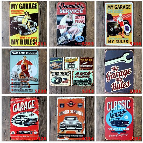 2015 20*30cm classic garage car with blond girl poster Tin Sign Coffee Shop Bar Restaurant Wall Art decoration Bar Metal Paintings