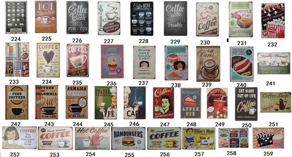 30 Designs 20x30cm Coffee Metal Signs Tin Painting Home Decor Posters Crafts Supplies Wall Art Pictures Decoración Del Hogar