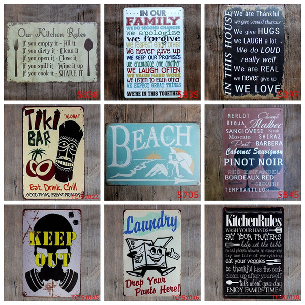 Metal Signs Romantic Poetry Tin Sign Vintage Letters Bar Painting Garage Coffee Store Home Decoration 40 Designs Optional YW3192