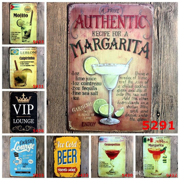 50pcs Cold Beer Here Metal Poster Wall Decor Bar Home Vintage Craft Gift Art 20x30cm Iron painting Tin Poster (Mixed designs) H396g