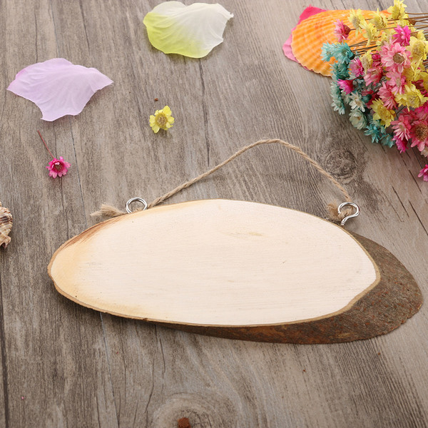 Wholesale- Slice LOVE WORD Hanging Wall Plaques Oval Tree Log Slice Plaques with 2 Hooks and Rope (Wood Color)