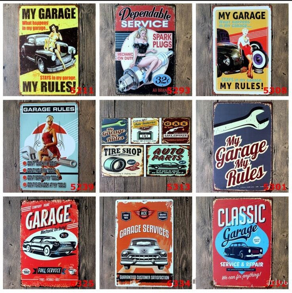 European Style Garage Sexy Lady Tin Signs Retro Wall Decor Retro Art Craft Pub Club Decoration 20*30 CM Metal Sign All 40 Style