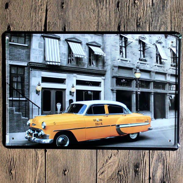 Parking Lot Scenery Nostalgic Ornaments Wall Decor Vintage Craft Art 12x8in Iron Painting Tin Poster Home Furnishing Decorati(Mixed designs)