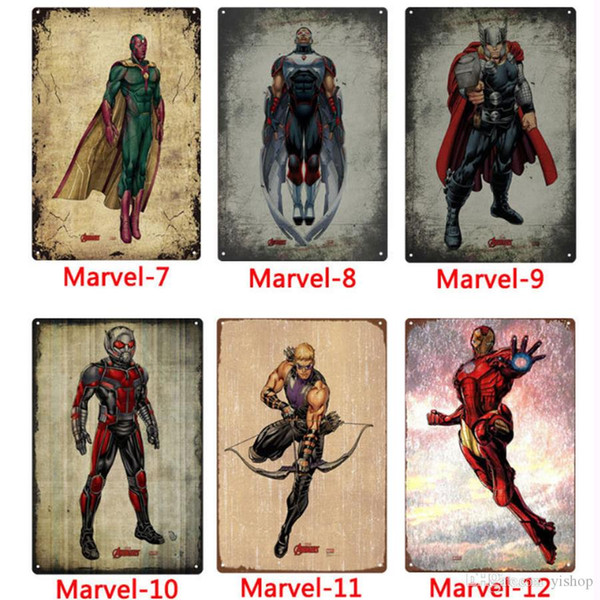 Wholesale Marvel super hero Metal Signs Tin Painting Home Decor Posters Crafts Supplies Wall Art Picture 20*30cm Bar, Cafe, KTV Wall Decor