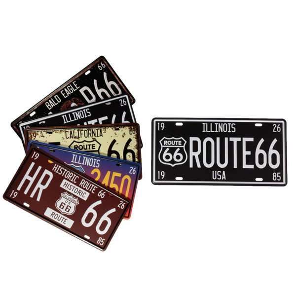 Wholesale- Vintage Collectibles Route 66 Tin Poster Metal License Plate Decor Metal Sign