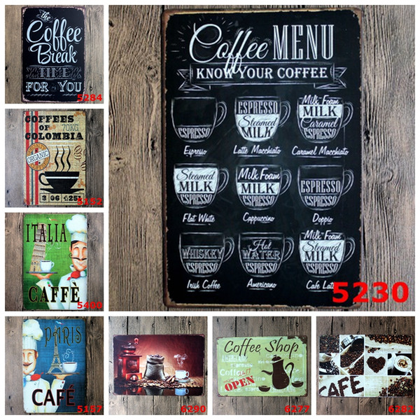 Hot coffee Cafe tin sign Vintage home Bar Pub Hotel Restaurant bedroom Coffee coffee Shop home Decorative Metal Retro Metal Poster Tin Sig